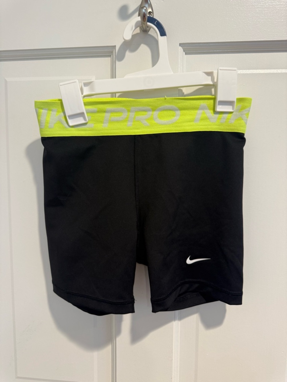 Nike Black Shorts with Neon‎ Yellow Waistband